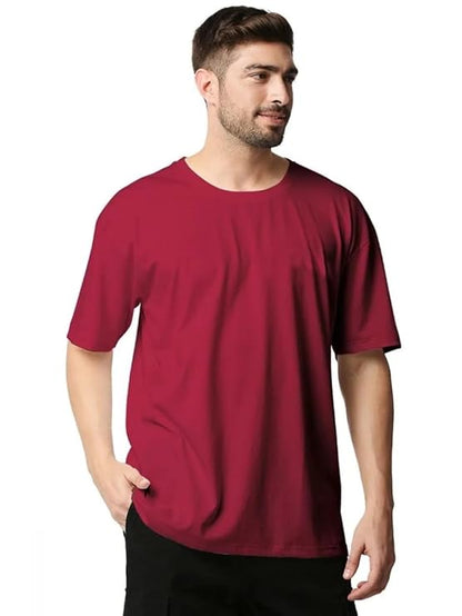 EDApparels-Solid-Cotton Oversized Maroon T shirt for men