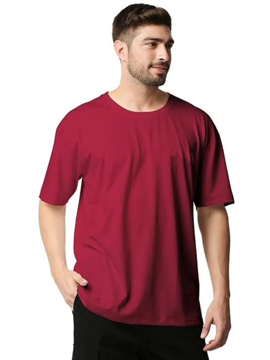 EDApparels-Solid-Cotton Oversized Maroon T shirt for men