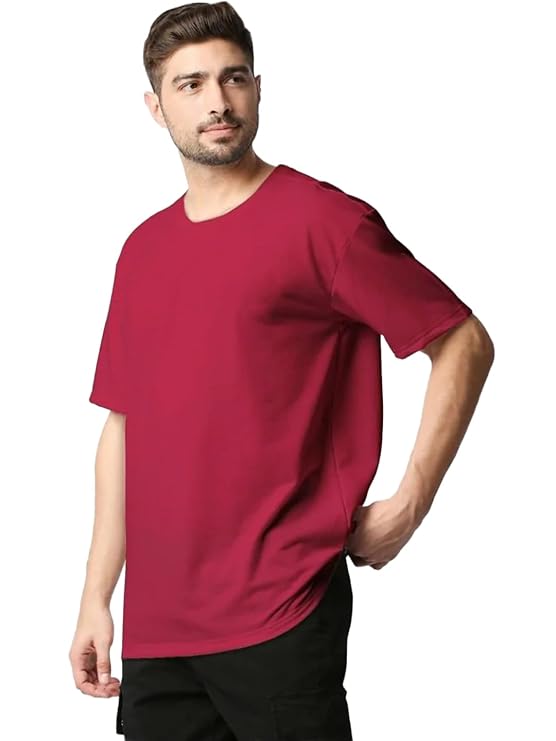 EDApparels-Solid-Cotton Oversized Maroon T shirt for men