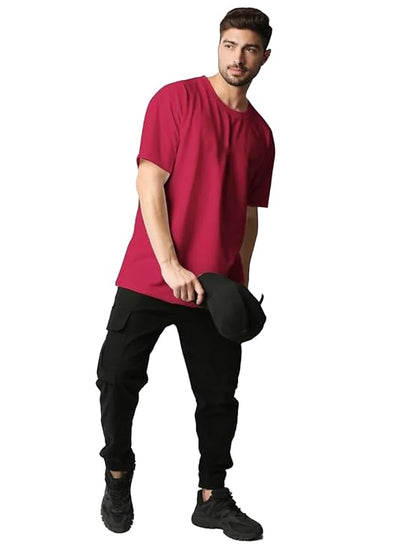 EDApparels-Solid-Cotton Oversized Maroon T shirt for men