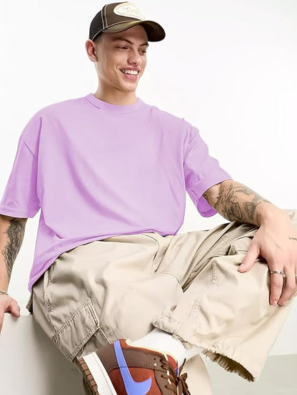 EDApparels-Solid-Cotton Oversized Purple t shirt for men