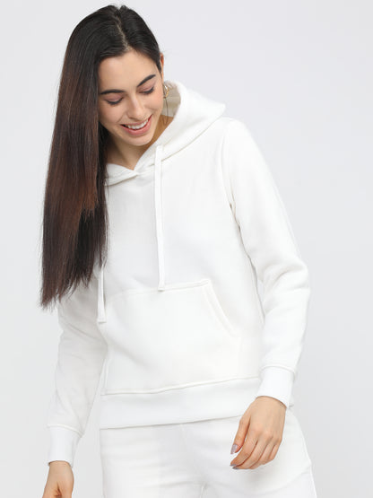 EDApparels Solid White Sweatshirt for Women