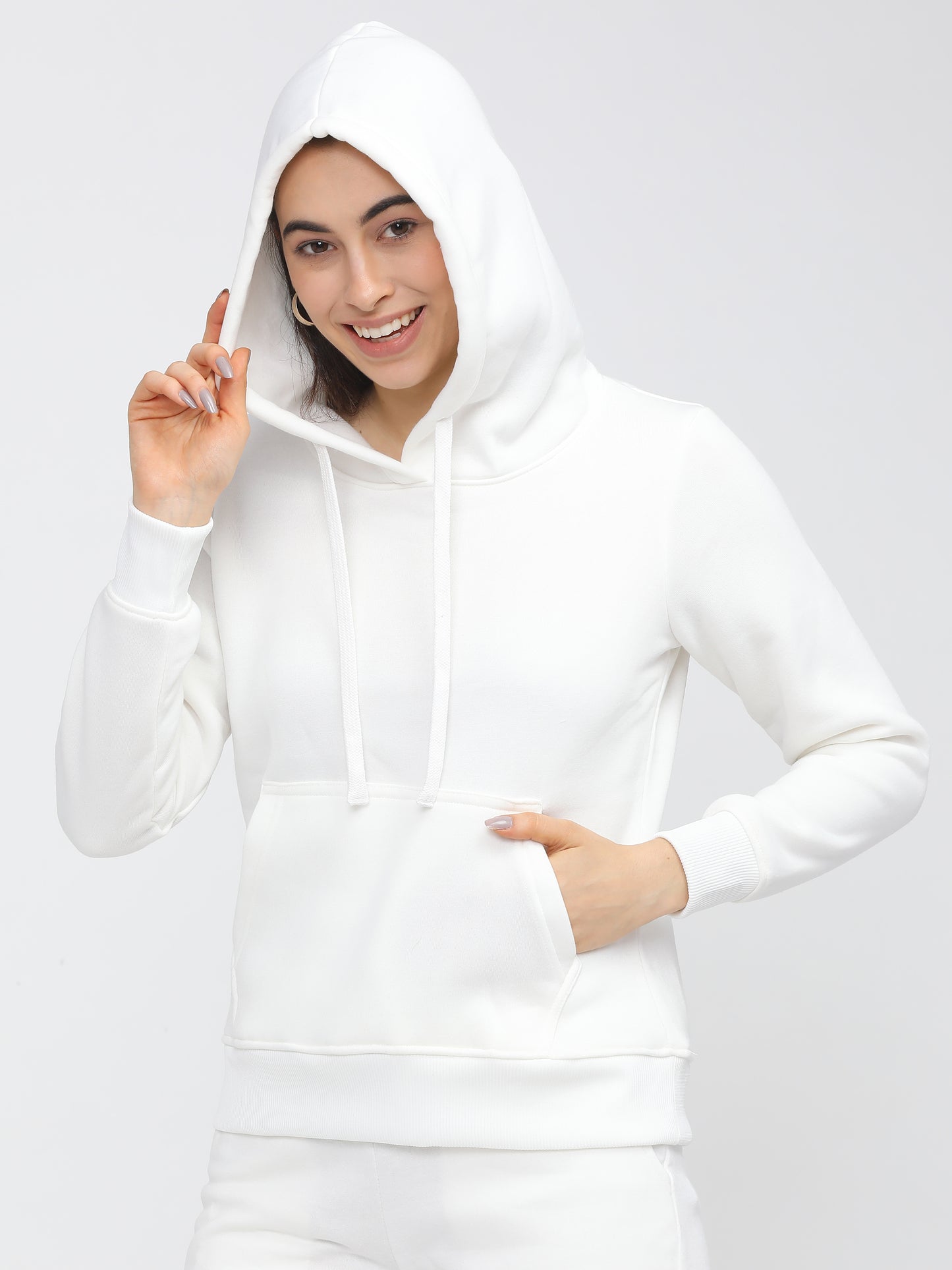 EDApparels Solid White Sweatshirt for Women