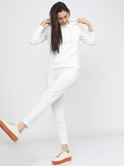 EDApparels Solid White Sweatshirt for Women