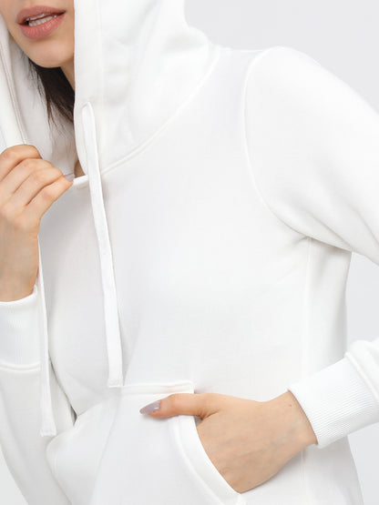 EDApparels Solid White Sweatshirt for Women