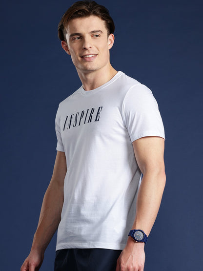 Never Settle Printed White Pure Cotton T shirts for Man