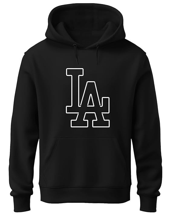 LA Printed Hooded Black Sweatshirt for Men - EDApparels