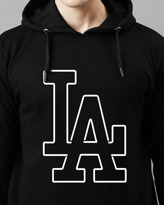 LA Printed Hooded Black Sweatshirt for Men - EDApparels