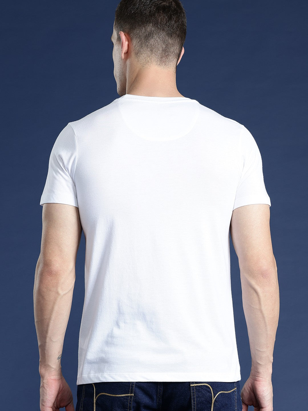 Never Settle Printed White Pure Cotton T shirts for Man